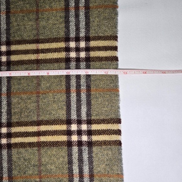 BURBERRY Vintage Green and Brown Scarf 100% Lambswool - Picture 3 of 6